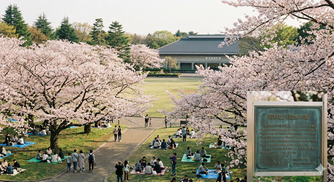 분홍빛 바다로 변한 쇼와기념공원