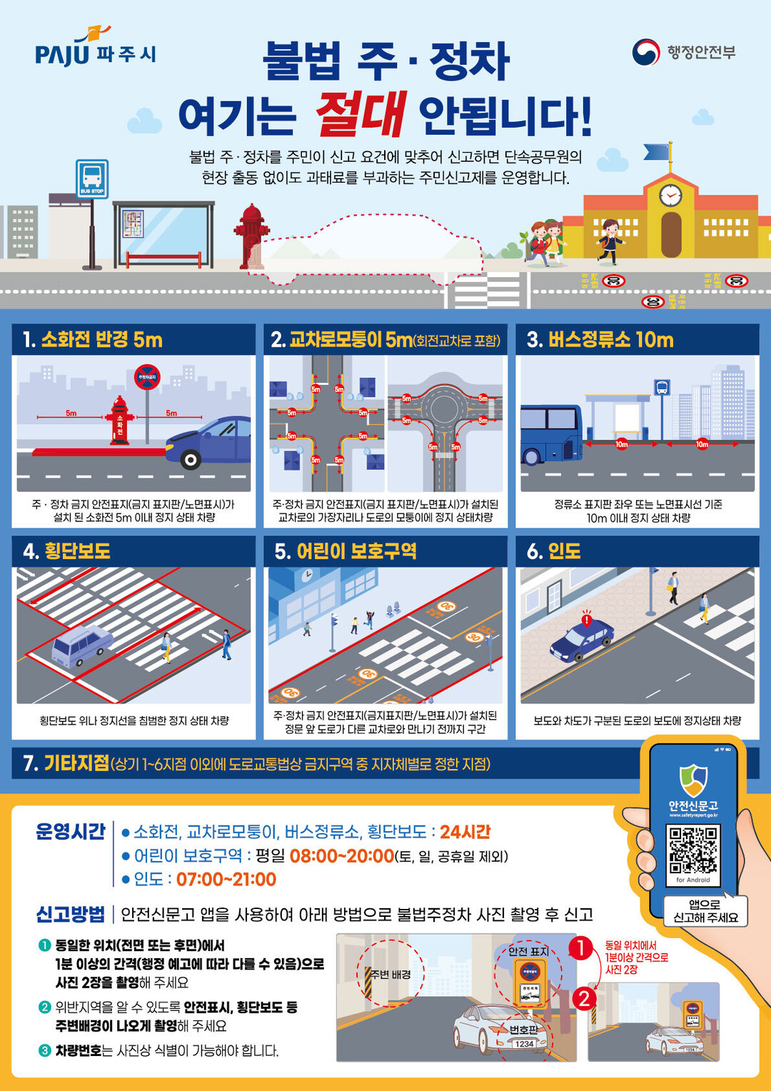 파주시, 불법주정차 절대금지구역 집중...