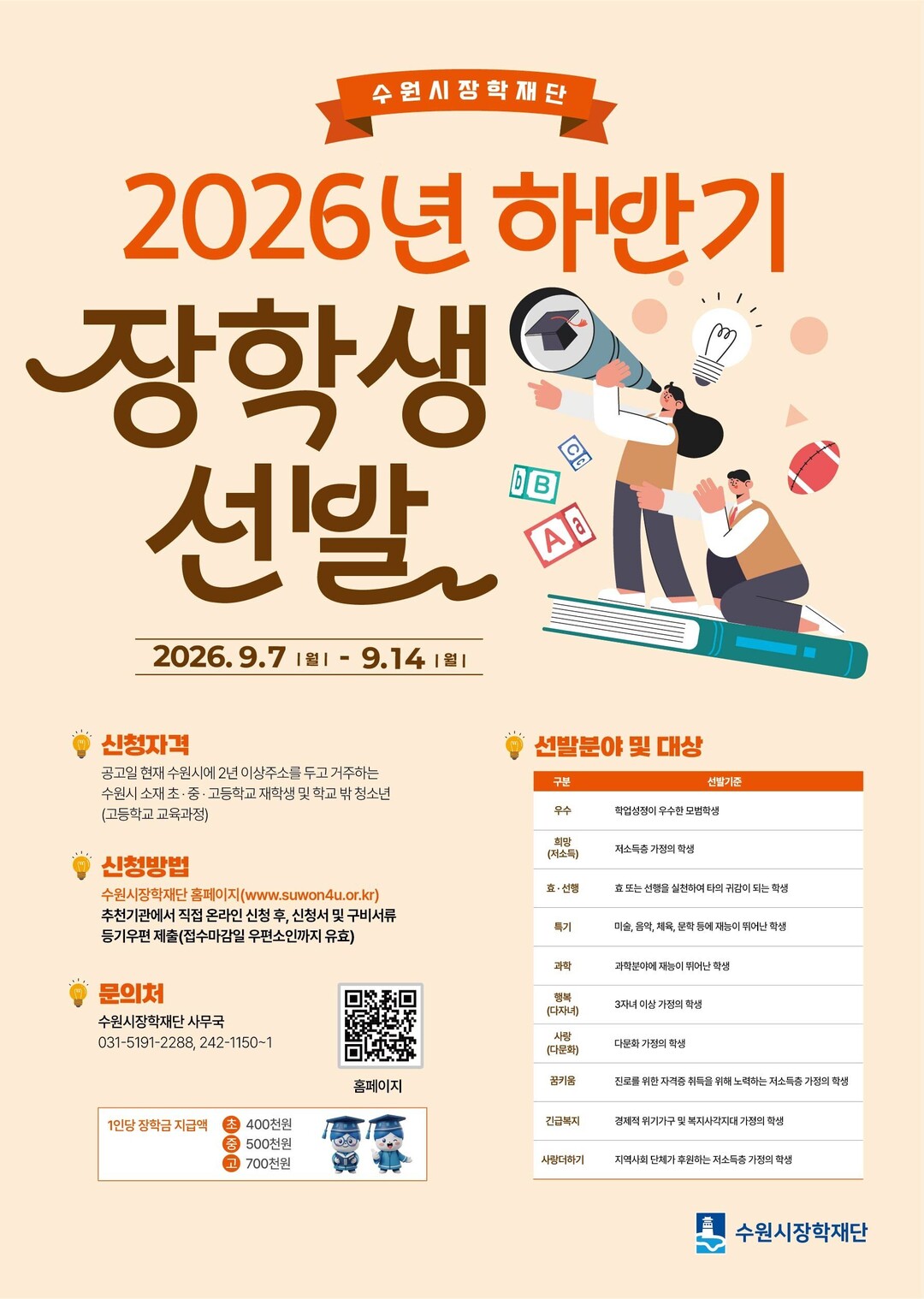수원시장학재단, 하반기 장학생 388...