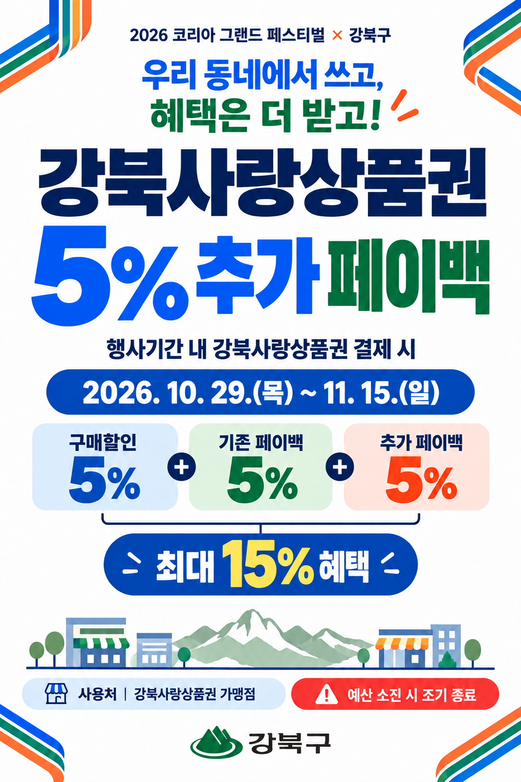 강북구, 강북사랑상품권 5% 추가 페...